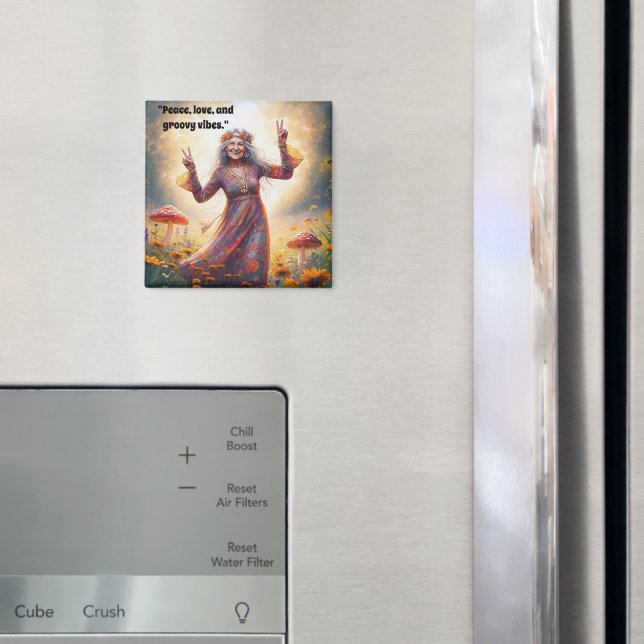 Personalised Hippie Boho Grandma Custom Mushrooms  Magnet (In Situ (Fridge))