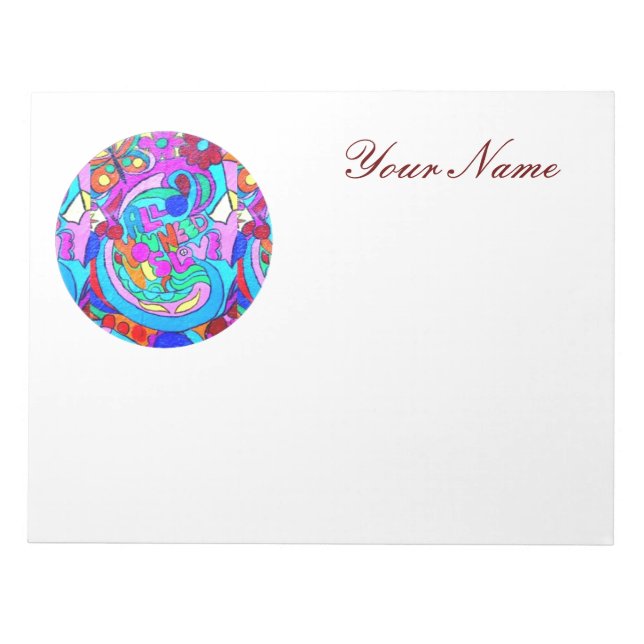 personalised hippie groovy love notepad (Front)