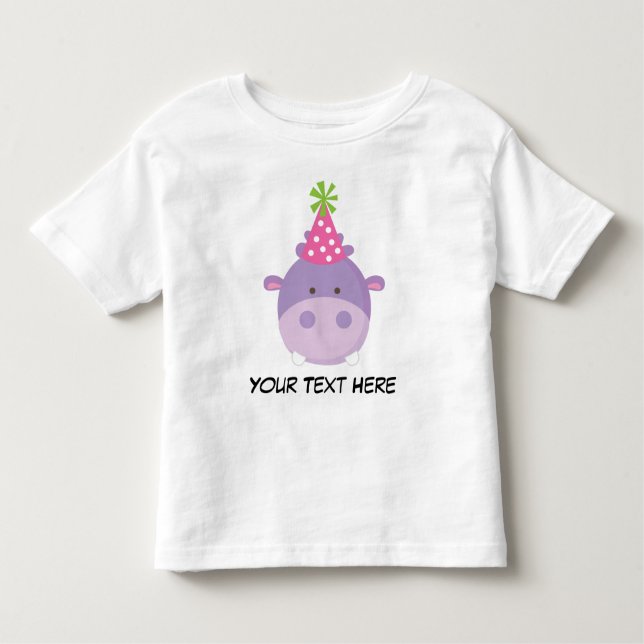 Personalised Hippo Birthday T Shirt For Girls (Front)