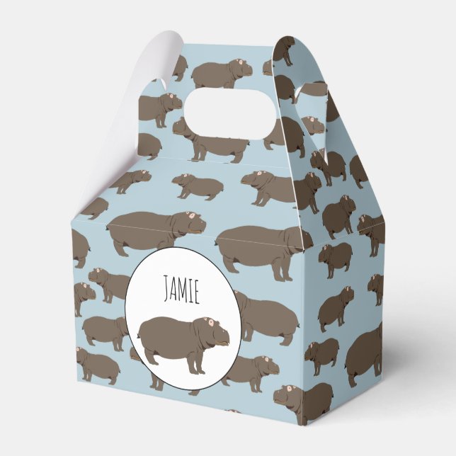 Personalised Hippopotamus Hippo Pattern  Favour Box (Front Side)