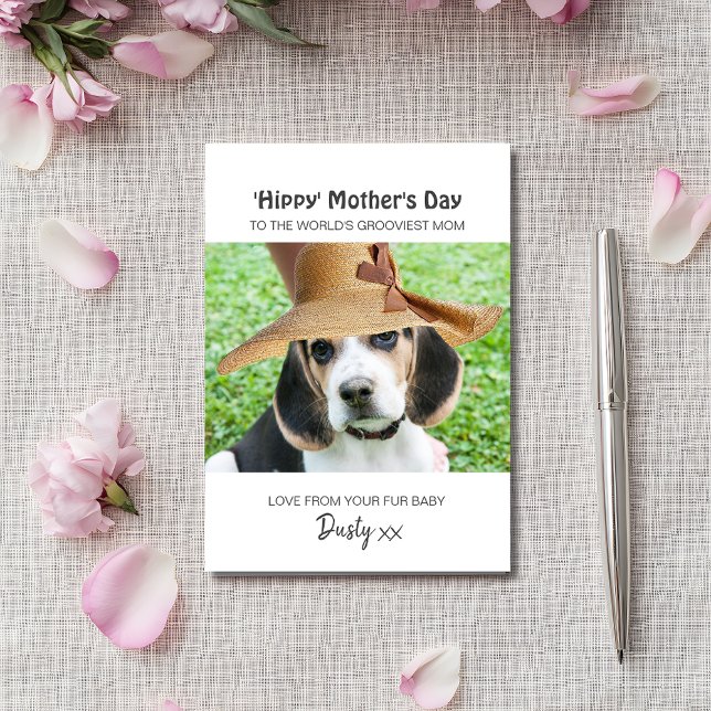 Personalised Hippy Mother's Day Dog Mum Holiday Card (Add details to personalize the card)