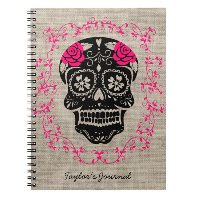 Personalised Hipster Sugar Skull Notebook (Front)