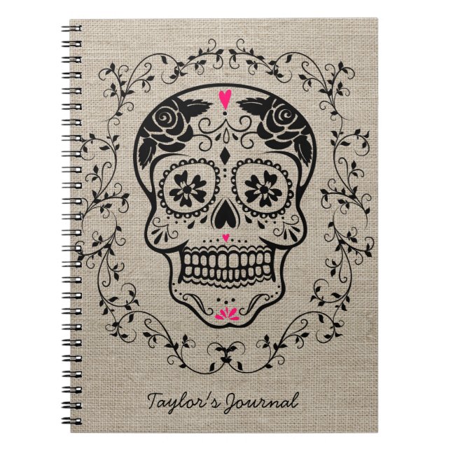 Personalised Hipster Sugar Skull Notebook (Front)