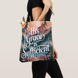 Personalised His Grace is Sufficient Christian Tote Bag
