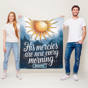 Personalised His Mercies Are New Christian Fleece Blanket