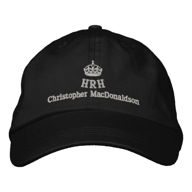 Personalised His Royal Highness Embroidered Hat (Front)
