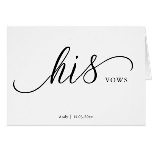 Personalised His Vows Script Font Wedding Day Card
