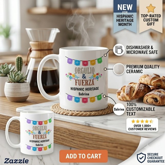 Personalised Hispanic Heritage Month Mug | Orgullo (Creator Uploaded)