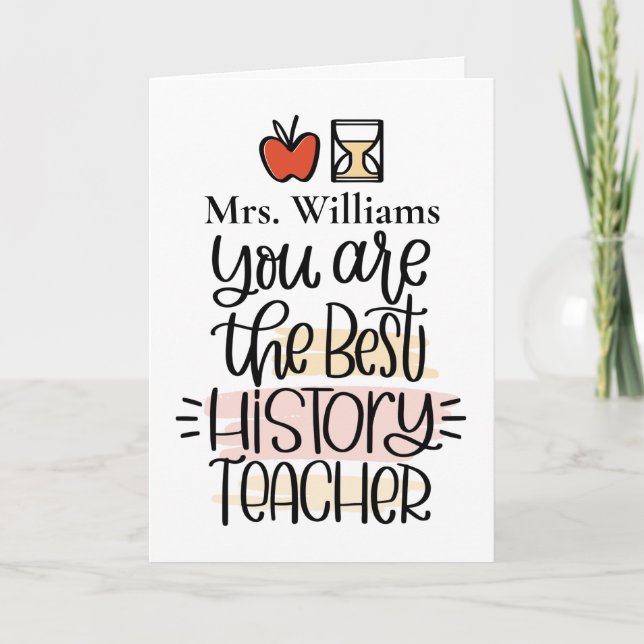 Personalised History Teacher Card. Thank You Card (Front)