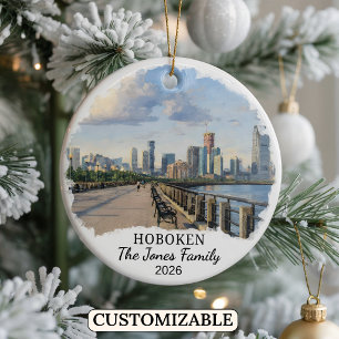 Personalised Hoboken Ornament, Custom New Jersey Ceramic Ornament