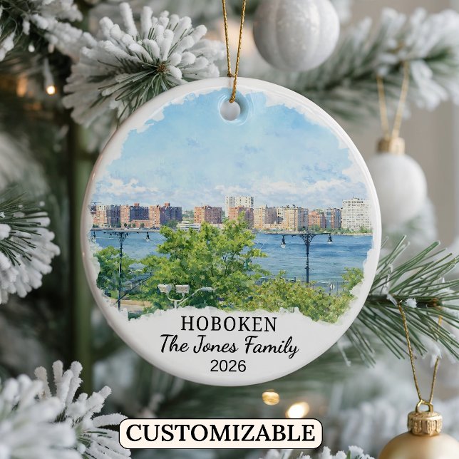 Personalised Hoboken Ornament, Custom New Jersey Ceramic Ornament (Creator Uploaded)