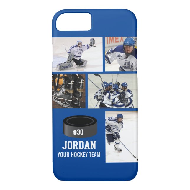 Personalised Hockey 5 Photo Collage Name Team # Case-Mate iPhone Case (Back)