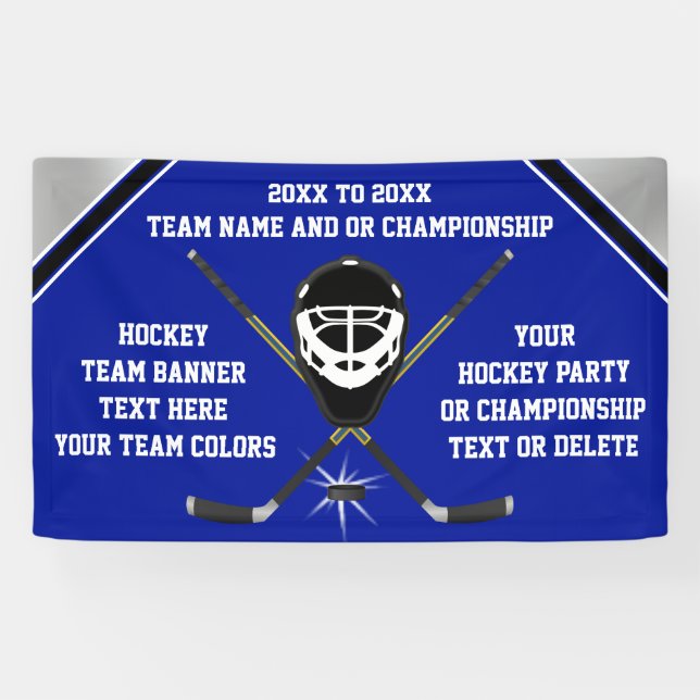 Personalised Hockey Banner in YOUR COLORS and TEXT (Horizontal)