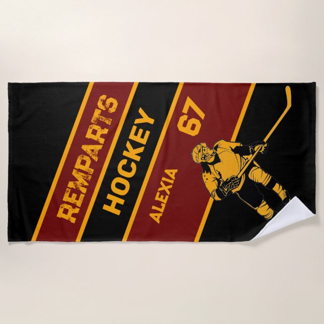 Personalised Hockey Beach Towel (Front)