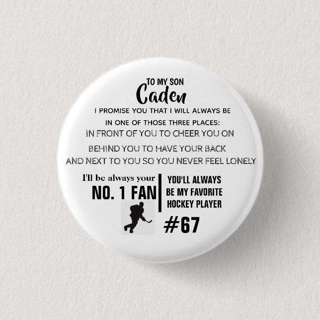 Personalised Hockey Button NO.1 FAN (Front)