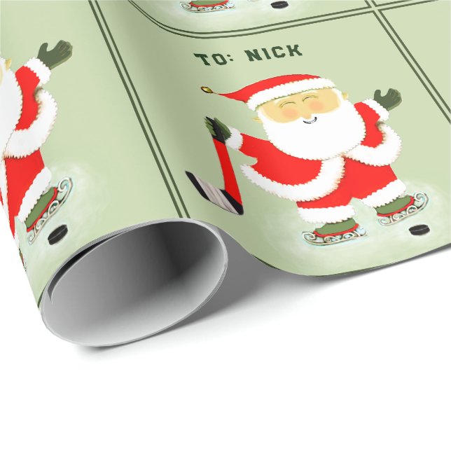 Personalised Hockey Christmas Wrapping Paper (Roll Corner)