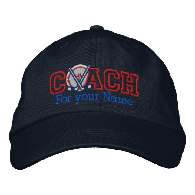 Personalised Hockey Coach with your name Embroidered Hat (Front)