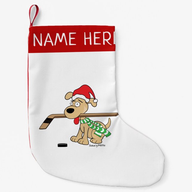 Personalised Hockey Dog Christmas Stocking (Front)