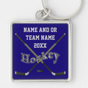 Personalised Hockey Gifts in Your Colours and Text Key Ring