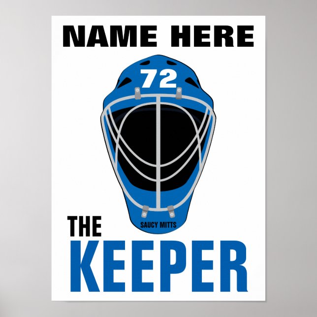 Personalised Hockey Goalie Mask Keeper Name Number Poster (Front)