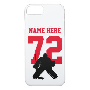 Personalised Hockey Goalie Name Number Red Case-Mate iPhone Case