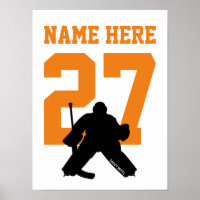 Personalised Hockey Goalie Player Number Orange