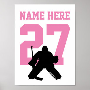 Personalised Hockey Goalie Player Number Pink Poster