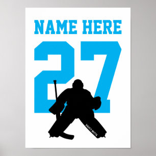 Personalised Hockey Goalie Player Number Turquoise Poster