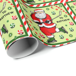 Personalised Hockey Holiday Gift Wrapping Paper