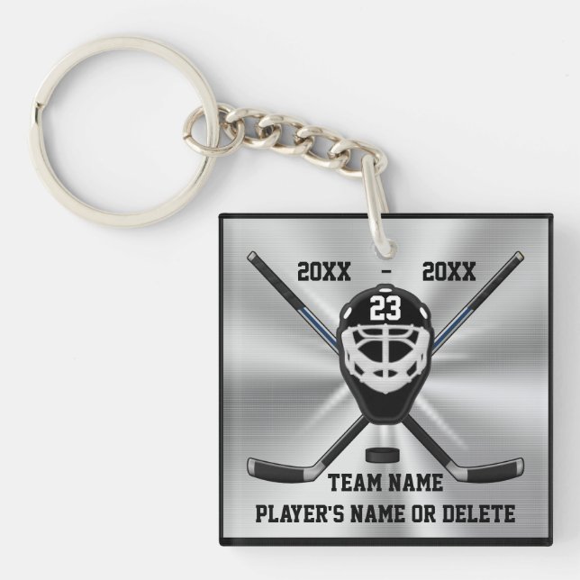 Personalised Hockey Keychains with 3 Text Boxes (Front)