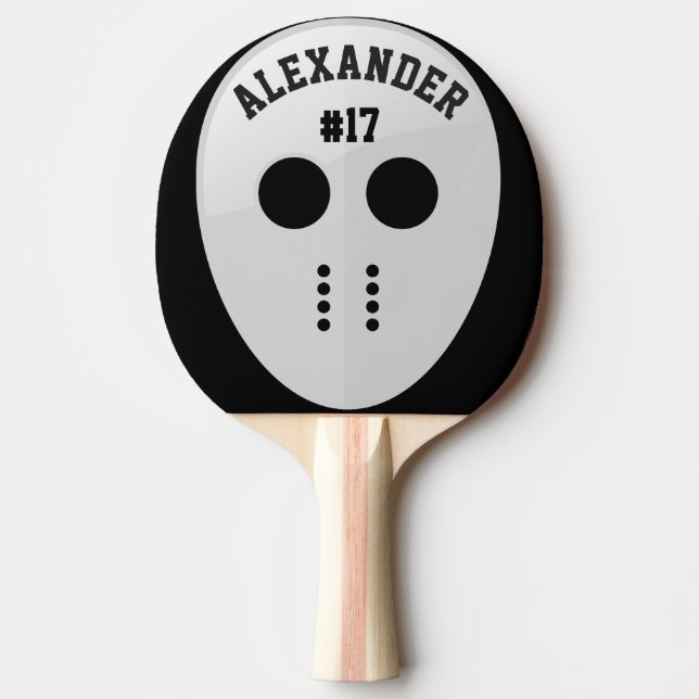 Personalised Hockey Mask Ping Pong Paddle (Front)