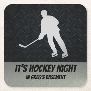 Personalised Hockey Night Coasters for Home Bar