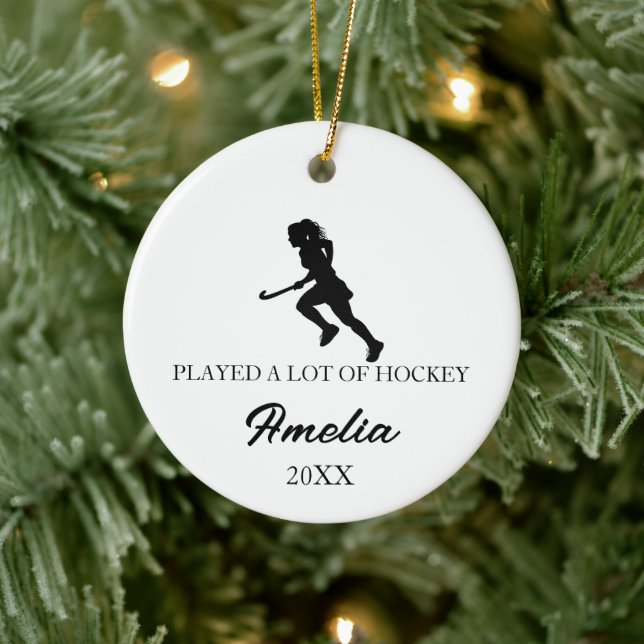 Personalised Hockey Ornament, Custom Sports  Ceramic Ornament (Tree)