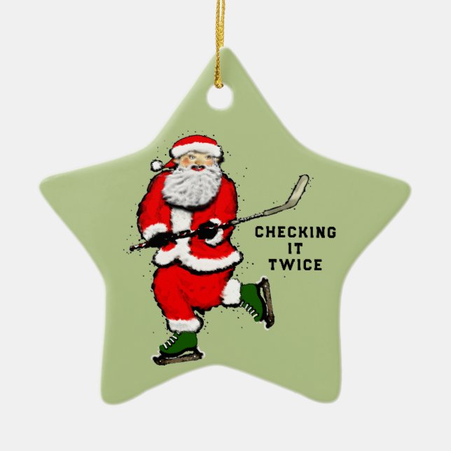 personalised hockey player ceramic ornament (Front)
