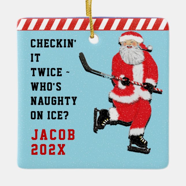 personalised hockey player collectable ceramic ornament (Front)