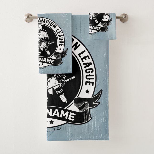 Personalised Hockey Player Ice Rink Team Athlete  Bath Towel Set (Insitu)