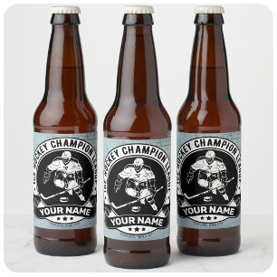 Personalised Hockey Player Ice Rink Team Athlete Beer Bottle Label