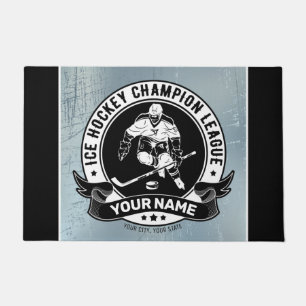 Personalised Hockey Player Ice Rink Team Athlete  Doormat
