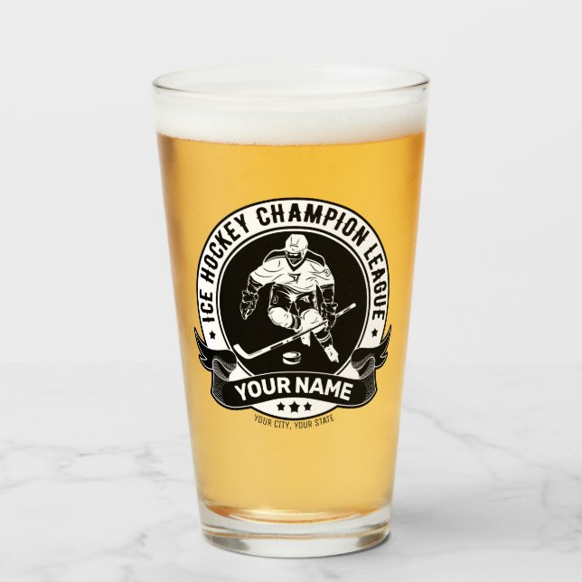 Personalised Hockey Player Ice Rink Team Athlete  Glass (Front Filled)