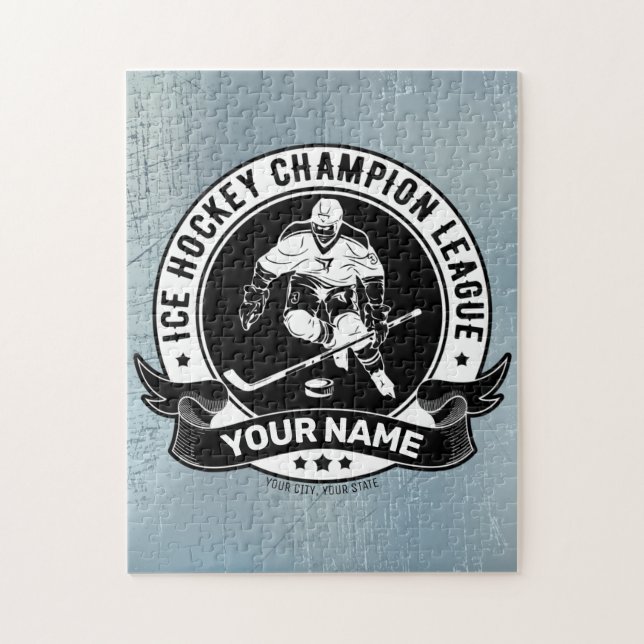 Personalised Hockey Player Ice Rink Team Athlete Jigsaw Puzzle (Vertical)