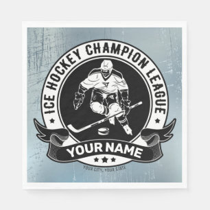 Personalised Hockey Player Ice Rink Team Athlete  Napkin