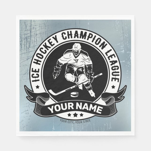 Personalised Hockey Player Ice Rink Team Athlete  Napkin (Front)