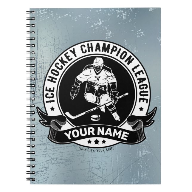 Personalised Hockey Player Ice Rink Team Athlete Notebook (Front)