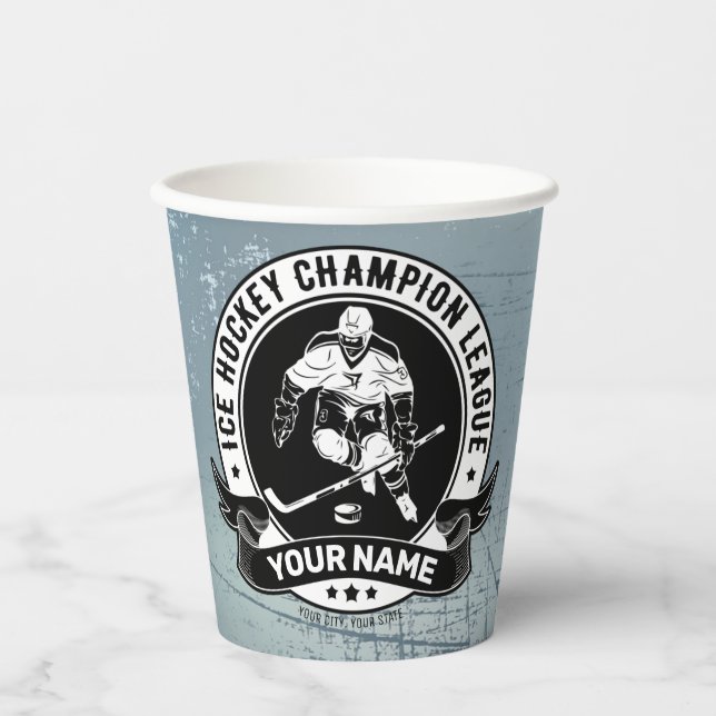 Personalised Hockey Player Ice Rink Team Athlete  Paper Cups (Front)