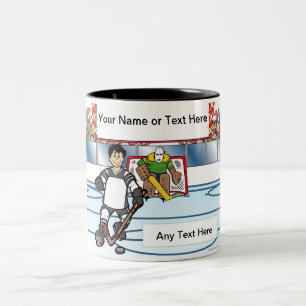 Personalised Hockey Player - Male Cartoon Two-Tone Coffee Mug
