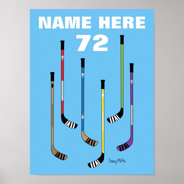 Personalised Hockey Player Name Hockey Sticks Poster (Front)