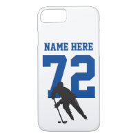 Personalised Hockey Player Name Number Blue