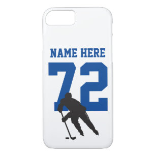 Personalised Hockey Player Name Number Blue Case-Mate iPhone Case