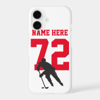 Personalised Hockey Player Name Number red black