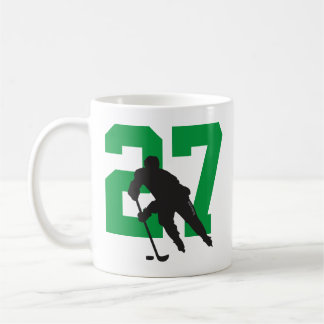 Personalised Hockey Player Number Black green Coffee Mug